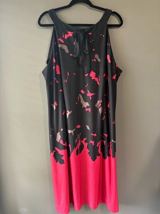 Penningtons Plus Size 3X Black Pink Ombre Dress Sleeveless Stretch Midi - Picture 5 of 8